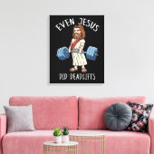 ジムギフトおもしろいイエズデッドリフトフィットネスボディビル キャンバスプリント (インサイチュ (リビング))