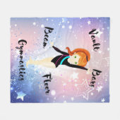 ジムスタージンジャーヘア、グリーンアイズ、ブラックレオタード フリースブランケット (正面(横))