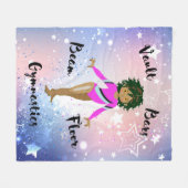 ジムスターヒスパニック、ブラウンアイズ、明るい赤紫色レオタード フリースブランケット (正面(横))