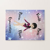 ジムスターブラックヘア、ブラウンアイズ、ブルゴーニュレオタード ジグソーパズル (横)