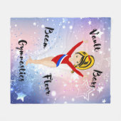 ジムスターブラック/ブロンド,ヘーゼルアイズ,レッドレオタール フリースブランケット (正面(横))