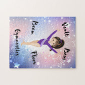 ジムスターブルネット、ブラウンアイズ、パープルレオタード ジグソーパズル (横)