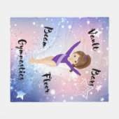 ジムスターブルネット、ブラウンアイズ、パープルレオタード フリースブランケット (正面(横))