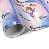 ジムスターブルネット、ブラウンアイズ、パープルレオタード ラッピングペーパー (ロールコーナー)