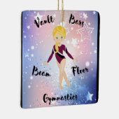 ジムスターブロンド、グリーンアイズ、ブルゴーニュ・レオタード セラミックオーナメント (右)