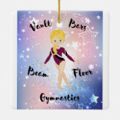 ジムスターブロンド、グリーンアイズ、ブルゴーニュ・レオタード セラミックオーナメント (裏面)