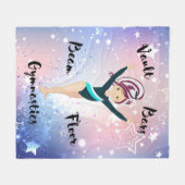 ジムスターベリストライプーティール（緑がかった色）ブラウンアイズ フリースブランケット (正面(横))