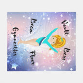 ジムスター深いブロンド、ヘイゼルアイズ、ターコイズレオ フリースブランケット (正面(横))