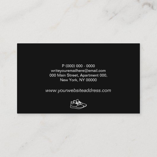 ジムスポーツスニーカー白い靴 名刺 (裏面)