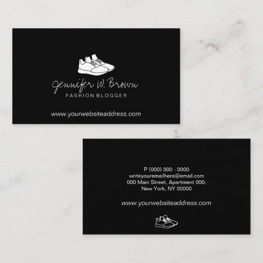 ジムスポーツスニーカー白い靴 名刺 (正面/裏面)