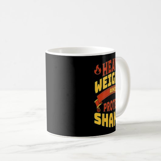 ジムトレーニング重い重量を持ち上げるタンパク質シェイクB コーヒーマグカップ (正面右)