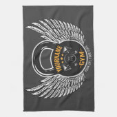 ジムパーソナライズされたフィットネストレーナーケトルベル キッチンタオル (縦)