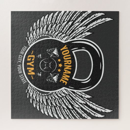 ジムパーソナライズされたフィットネストレーナーケトルベル ジグソーパズル (横)