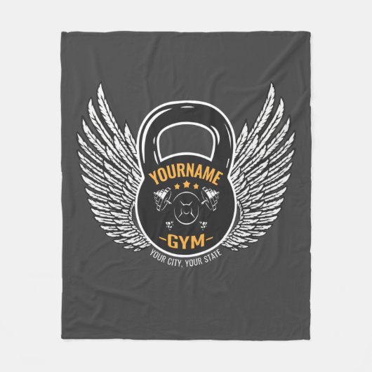 ジムパーソナライズされたフィットネストレーナーケトルベル フリースブランケット (正面)