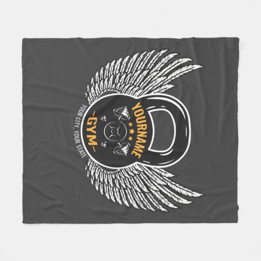 ジムパーソナライズされたフィットネストレーナーケトルベル フリースブランケット (正面(横))