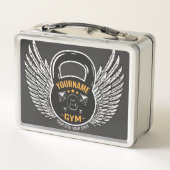 ジムパーソナライズされたフィットネストレーナーケトルベル メタルランチボックス (裏面)