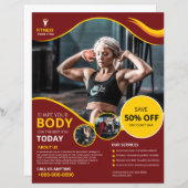 ジムフィットネスクラブプロモーションフライヤーテンプレート (正面/裏面)