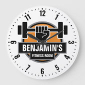 ジムフィットネスルームパーソナライズされたウォールクロック ラージ壁時計 (正面)