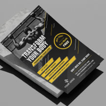 ジムフォトブラック&イエローロゴトレーニングプロモーション