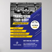 ジムフォトブルー&イエローロゴフィットネスプロモーション ポスター (正面)