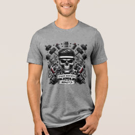 ジムモンスターのスカルボディビルディングモチベーションアート トライブレンドＴシャツ