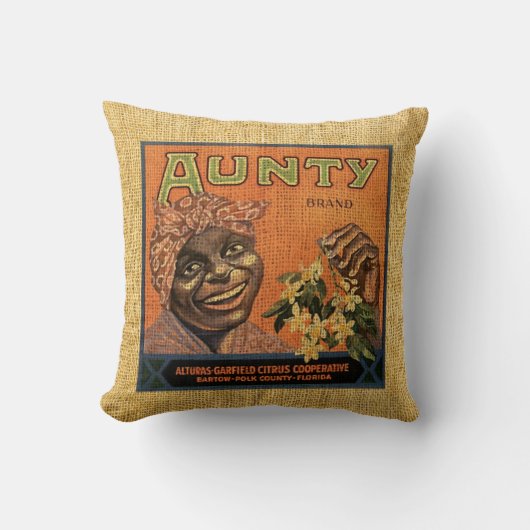 ジムヴィンテージのフルーツのラベルの伯母さんおよびSmokey クッション (正面)