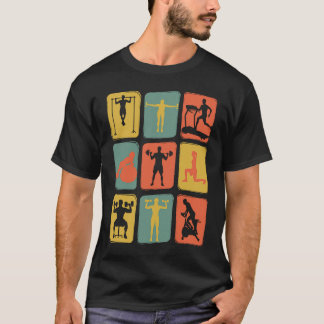 ジムヴィンテージレトロ訓練トレーニング機器 Tシャツ
