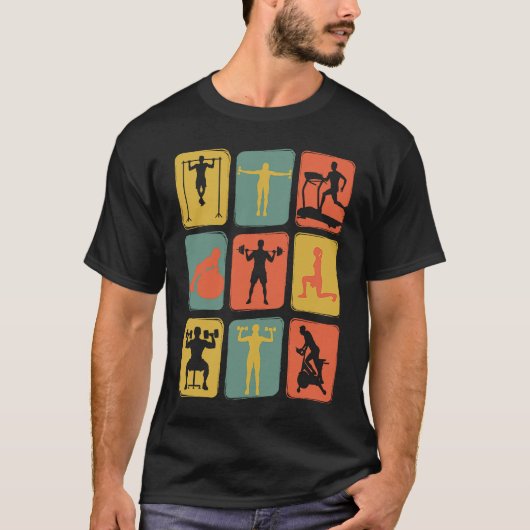 ジムヴィンテージレトロ訓練トレーニング機器 Tシャツ (正面)