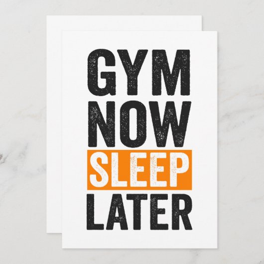 ジム今スリープ後のおもしろいフィットネスボディーブディング 招待状 (正面/裏面)