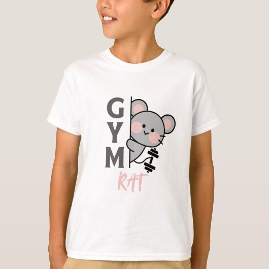 ジム好きなネズミのグラフィックTシャツ Tシャツ (正面)