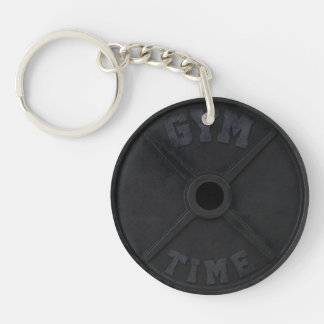 ジム好きのための「GYM TIME」45ポンドプレート キーホルダー