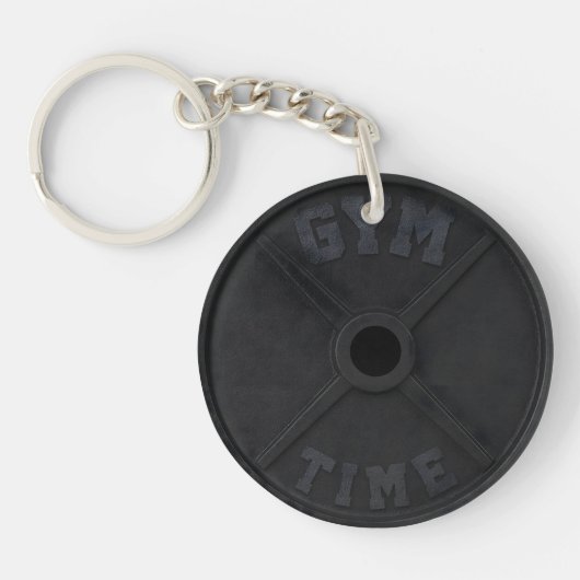 ジム好きのための「GYM TIME」45ポンドプレート キーホルダー (正面)