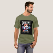 「ジム時間:汗、スマイル、リピートTシャツ」 Tシャツ (正面フル)