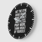 ジム、お金、祈 – 成功動機 ラージ壁時計 (傾斜)