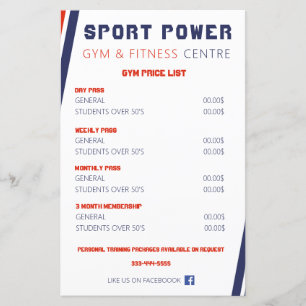 ジム&フィットネスセンターパワースポーツ料金表