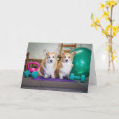 ジムCorgisグリーティ空白のングカード カード (黄色い花)