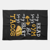 ジムvsタコス – おもしろいノベルティトレーニング キッチンタオル (横)