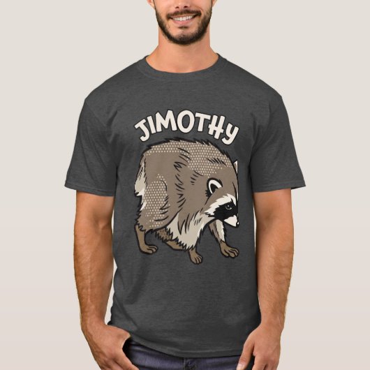 ジモシー・アライグマのコミックスタイルの動物 Tシャツ (正面)