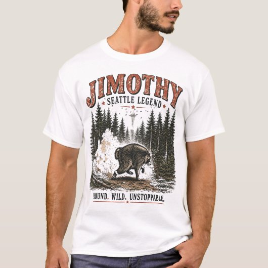 ジモシー・アライグマ ビンテージ 野生生物 森林 アドベンチャー Tシャツ (正面)