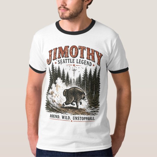 ジモシー・アライグマ ビンテージ 野生生物 森林 アドベンチャー Tシャツ (正面)