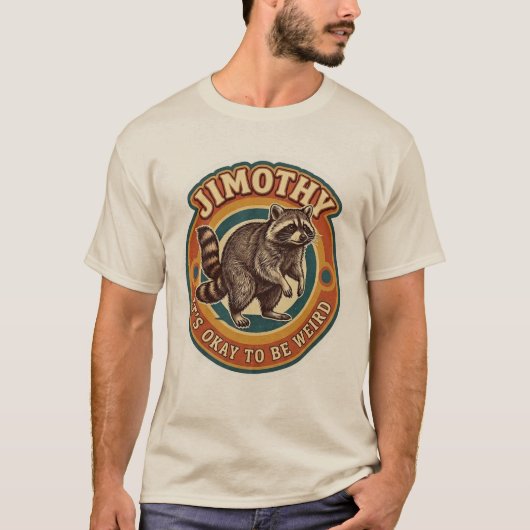 ジモシー 大丈夫 変なことでいいの レトロ アライグマ Tシャツ (正面)