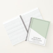ジモダンオメトリセージグリーンホワイトネームと文字 ノートブック (内部)