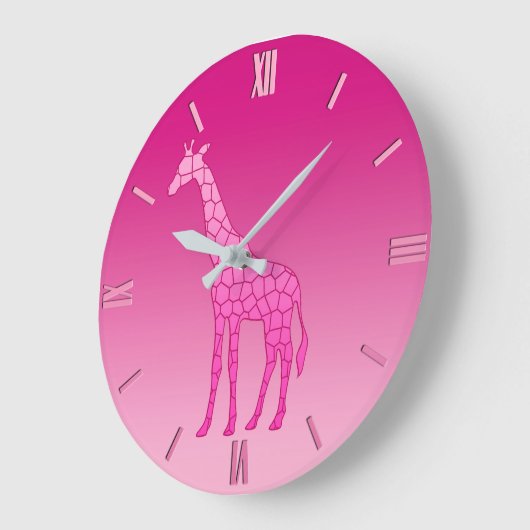 ジモダンオメトリックキリン、明るい赤紫色、薄いピンクL ラージ壁時計 (傾斜)