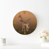 ジモダンオメトリックキリン、銅、茶 ラージ壁時計 (ホーム)