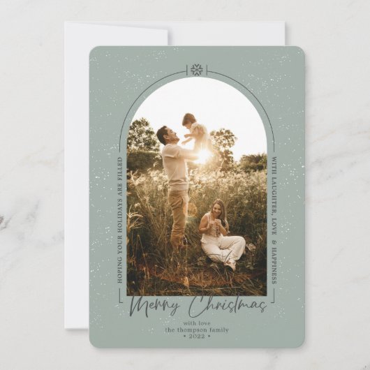 ジモダンオメトリークリスマスグリーン写真 シーズンカード (正面)