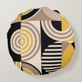 ジモダンオメトリ抽象芸術パターンヴィンテージデザイン ラウンドクッション (裏面)