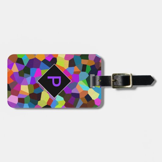 ジモノグラムのュエパーソナライズされたルトーンの&紙吹雪 ラゲッジタグ (正面横)