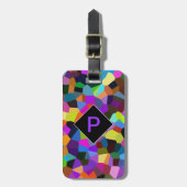 ジモノグラムのュエパーソナライズされたルトーンの&紙吹雪 ラゲッジタグ (正面縦)