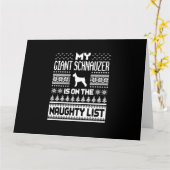 ジャイアンシュナウザー、いたずらリスト入り犬、醜いクリスマス カード (黄色い花)