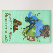 ジャイアンツ・コーズウェイ北アイルランド地図と旅行のポスター ジグソーパズル (横)